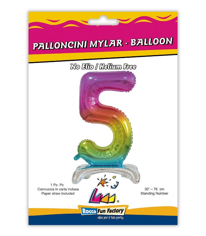 Pallone mylar numero 5 standing rainbow mega 30''-76 cm - Intruglio Store –  Acquista on line